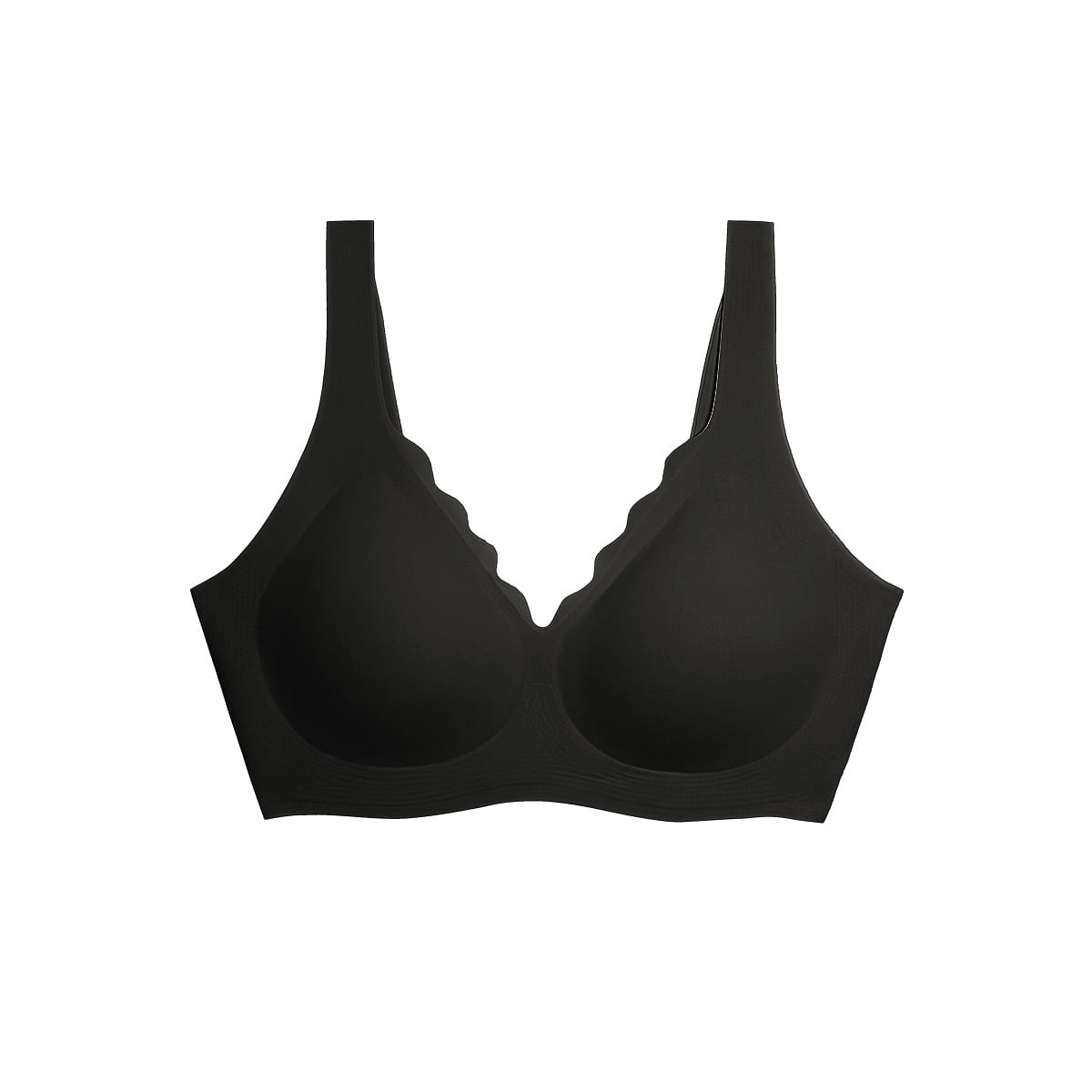 Ubras No Size Deep V Wave Collar Bra – Tank Top Style – Standard – Black – One Size 100 g