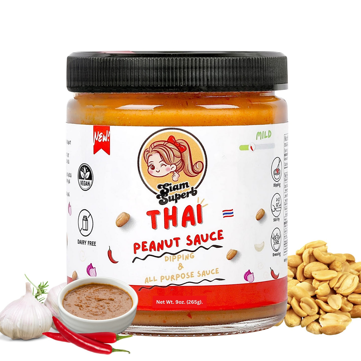 Thai Peanut sauce, (Mild) 9oz. (265g) 9 온스