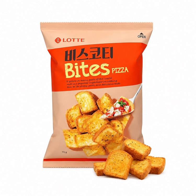 Lotte Pizza Flavored Baked Bread Chips 70g 1 each