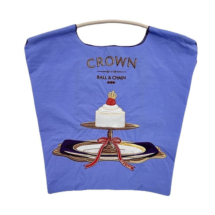 Ball & Chain CROWN Cake Embroidery Tote Blue M 1 each