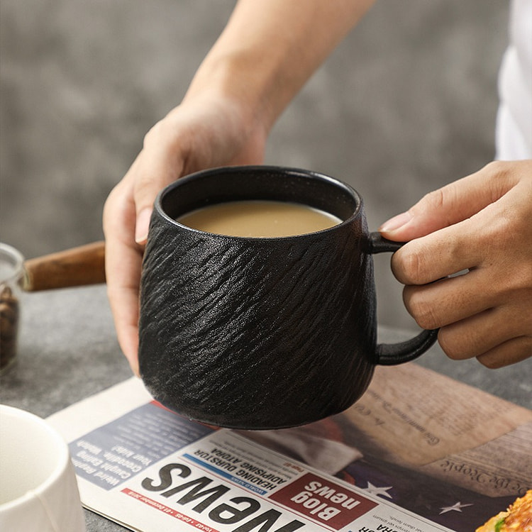 黑色马克杯石纹欧式咖啡杯 550 毫升