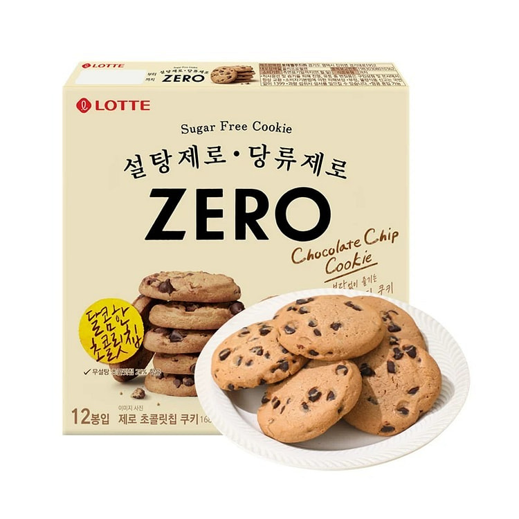 Lotte Korea ZERO Zero Sugar Chocolate Chip Cookies 168 g
