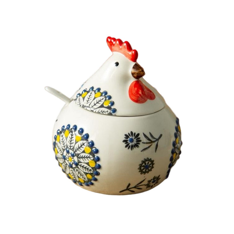 Chicken Ceramic Spice Jar-Green 1 each
