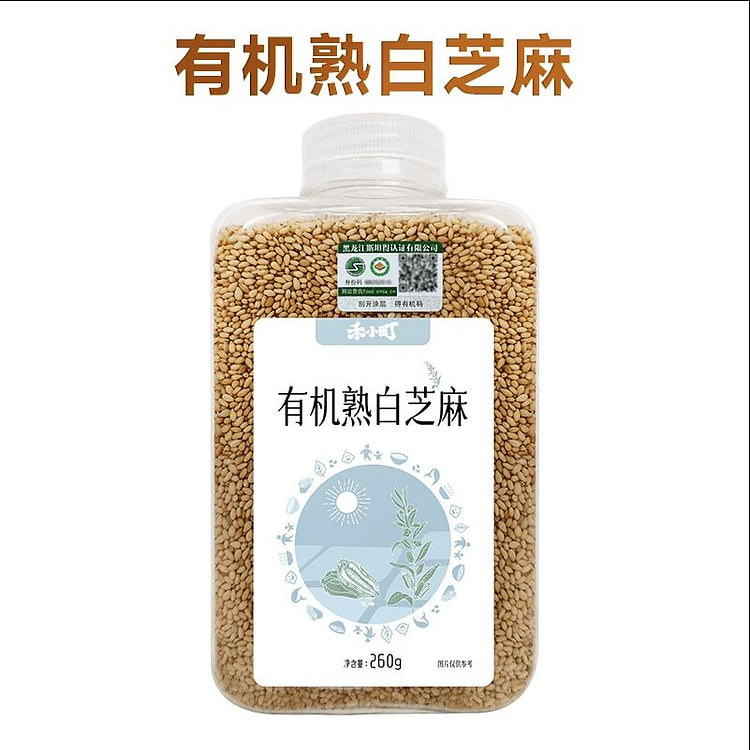 禾小町有机熟白芝麻东北烤芝麻260克*1瓶 260 克