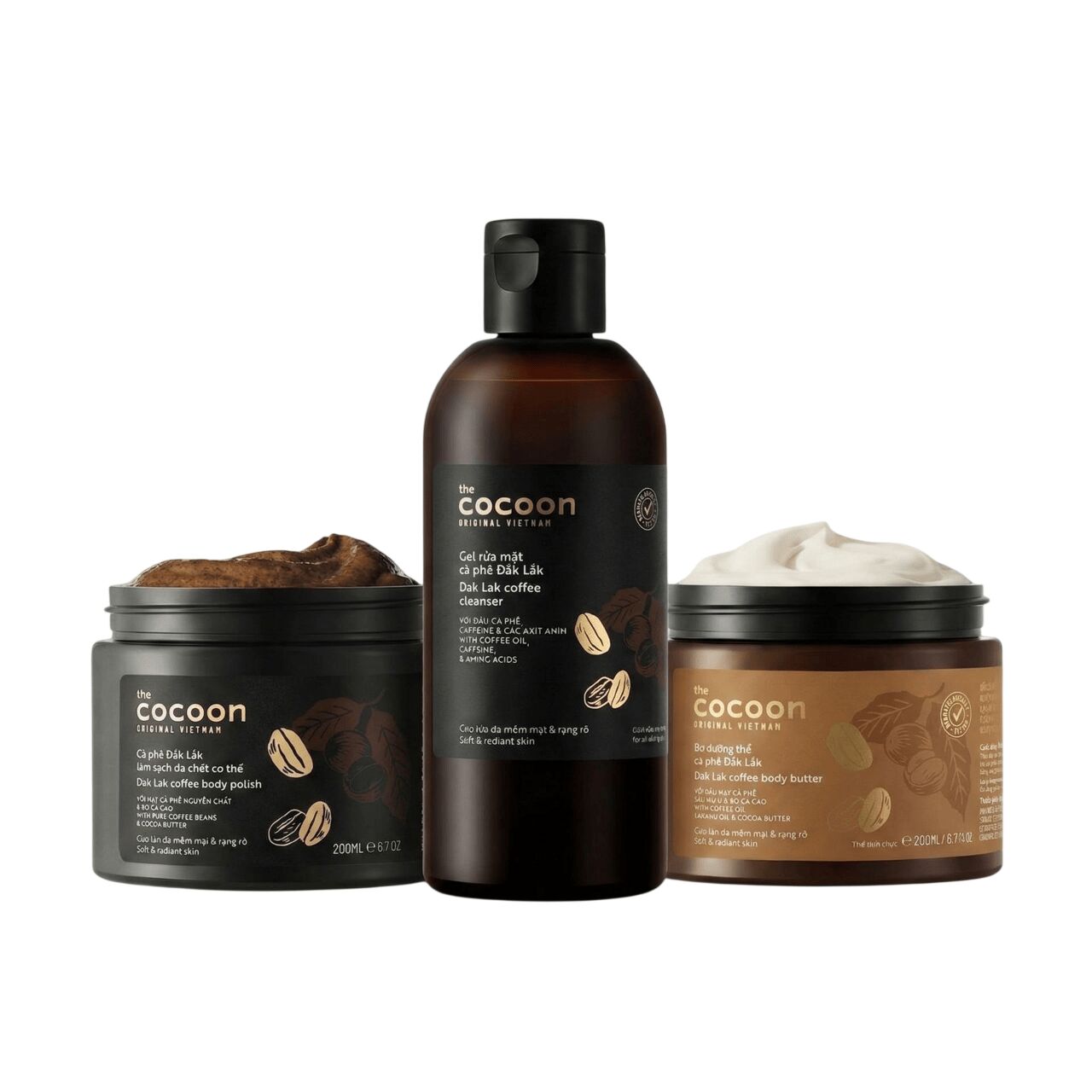 ชุด Cocoon กาแฟดั๊กลัค ทำความสะอาด & บำรุงผิว 3 pack