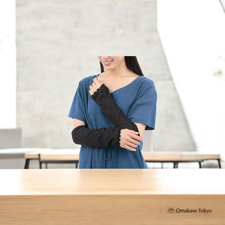 [M&M Socks] Silk x Cotton Arm Cover Black 80 g