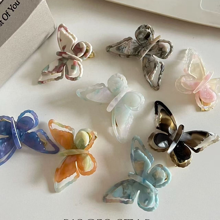 Korean Style Pink Butterfly Acetate Hair Clip 1 count