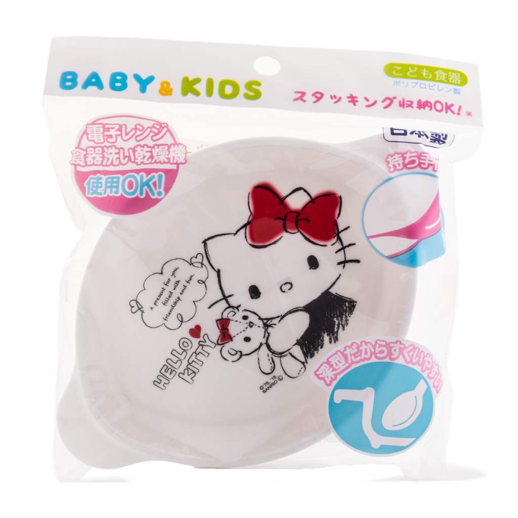 OSK Hello Kitty จานเล็กสำหรับเด็ก (เหมาะสำหรับเด็กเล็ก) ใช้กับไมโครเวฟและเครื่องล้างจานได้ 1 อัน