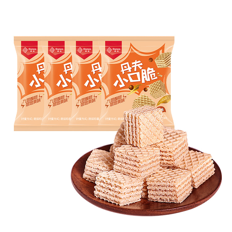 丹夫 珍珠奶茶味小口脆威化饼干零食 33g*4包
