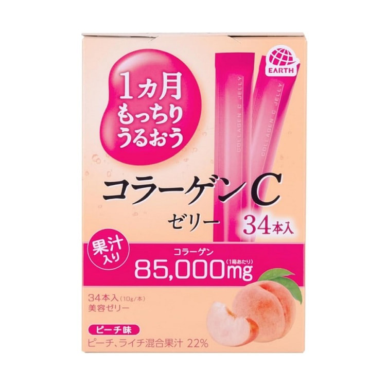 Earth Collagen C Jelly Peach 10g*34 Sticks 1 box