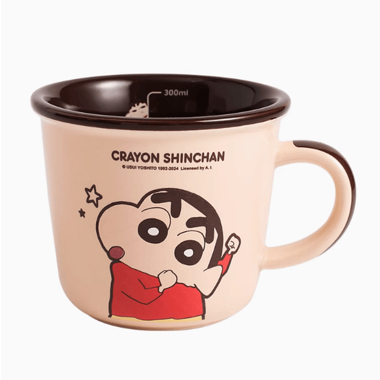 蜡笔小新 陶瓷马克杯咖啡杯子（咖啡色 打气版）