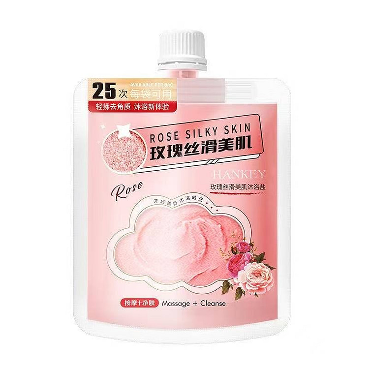 韩纪 玫瑰丝滑美肌沐浴盐 温和去角质 保湿补水