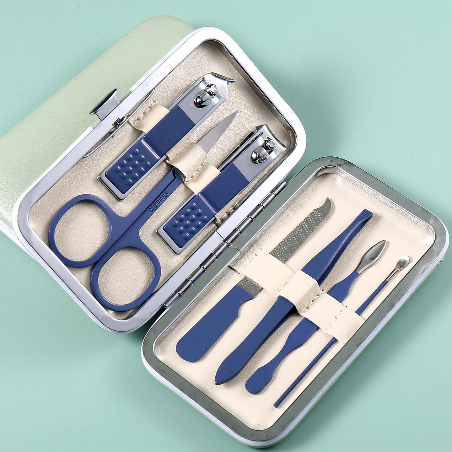 Stainless Steel Nail Care Set, 7-Piece, Blue 0 lb