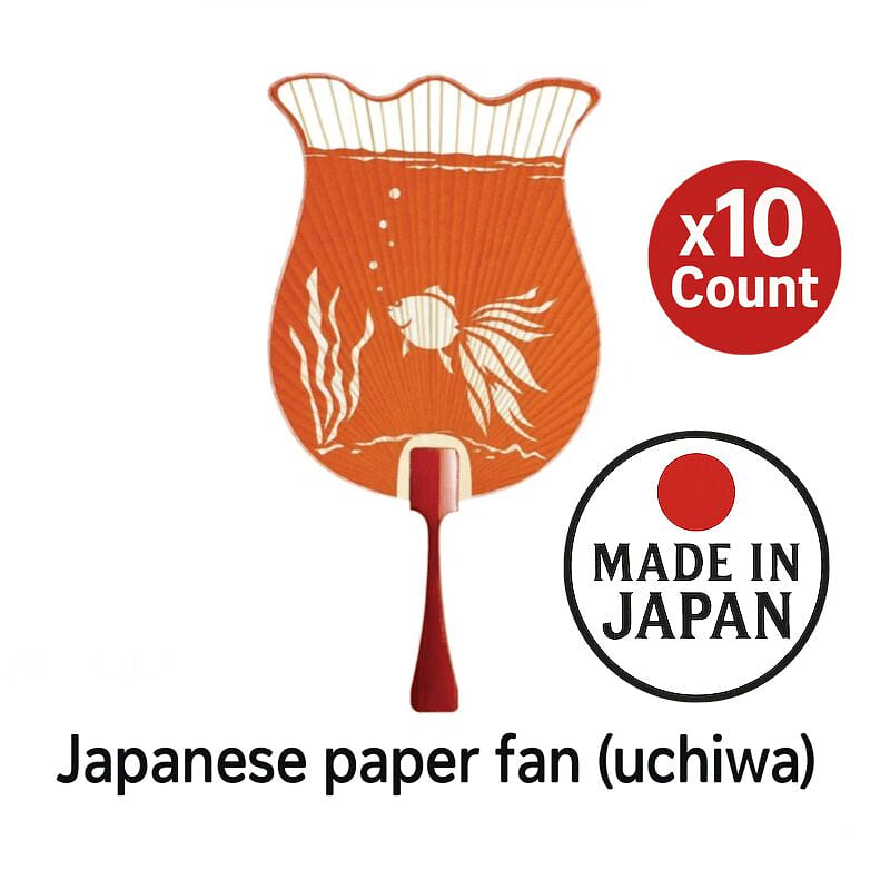 Japanese Paper Fan Suibae Goldfish Orange 10 Count 1 bunch