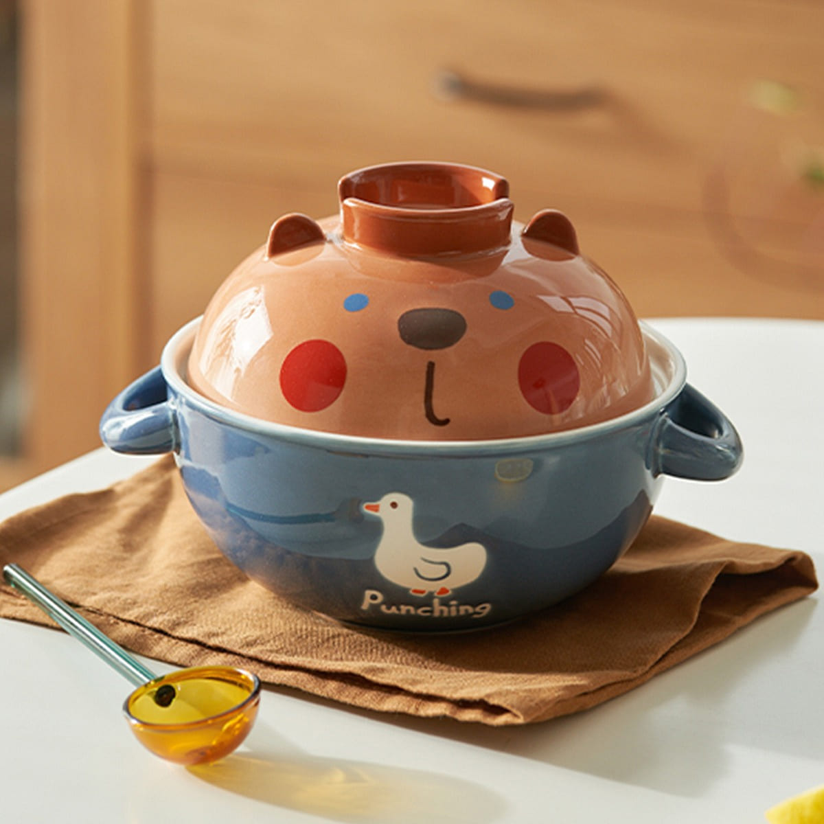 卡通小熊陶瓷带手柄一人食面碗 1 份