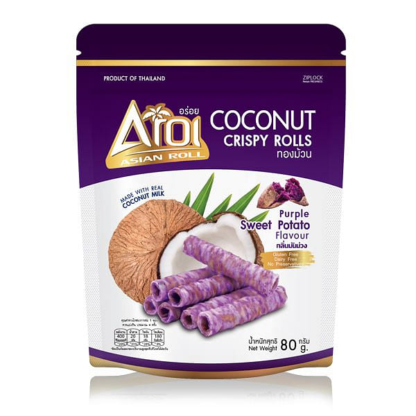 Aroi Coconut Crispy Rolls Purple Potato Flavor 1 each