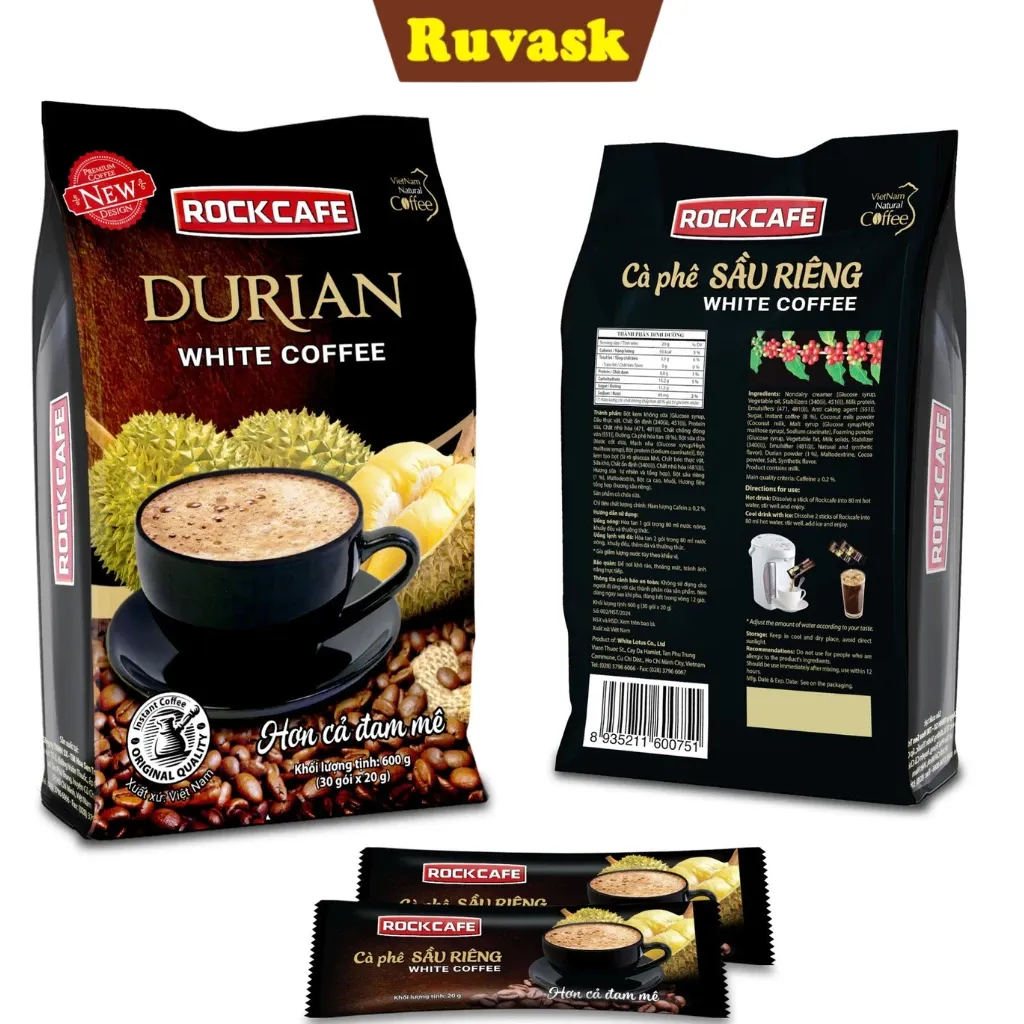 Get DURIAN WHITE COFFEE 20GRX 30 BAGS 600gr Delivered | Weee