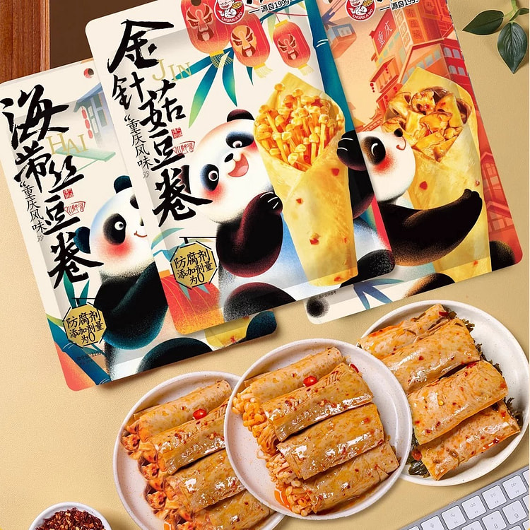 川阿婆金针菇豆卷118g*3即食小吃解馋零食 354 克