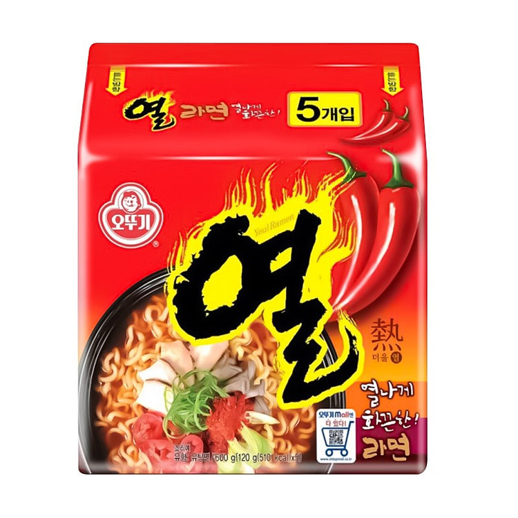 韩国不倒翁热拉面120g*5包辣味