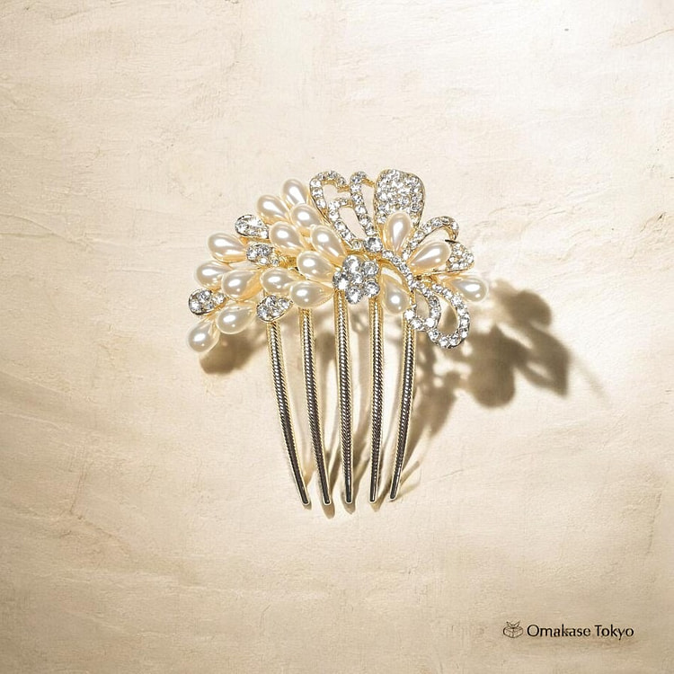 LOARIS 珍珠花朵发饰-金色 181 克