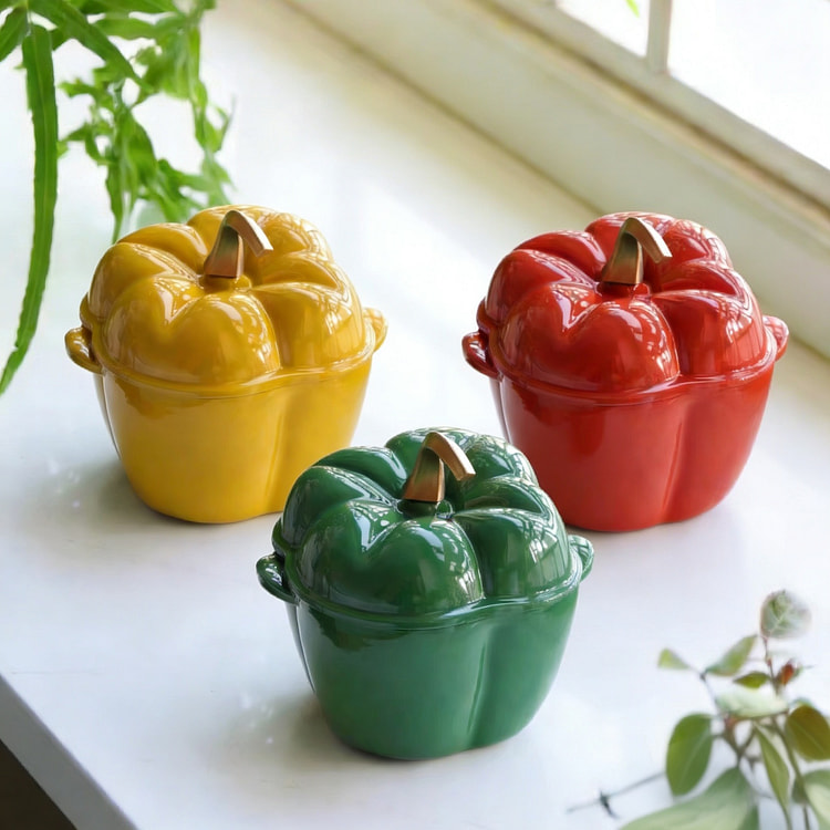 彩椒系列INS风铸铁珐琅锅黄色18cm焖烧煮炖煲锅 1 份