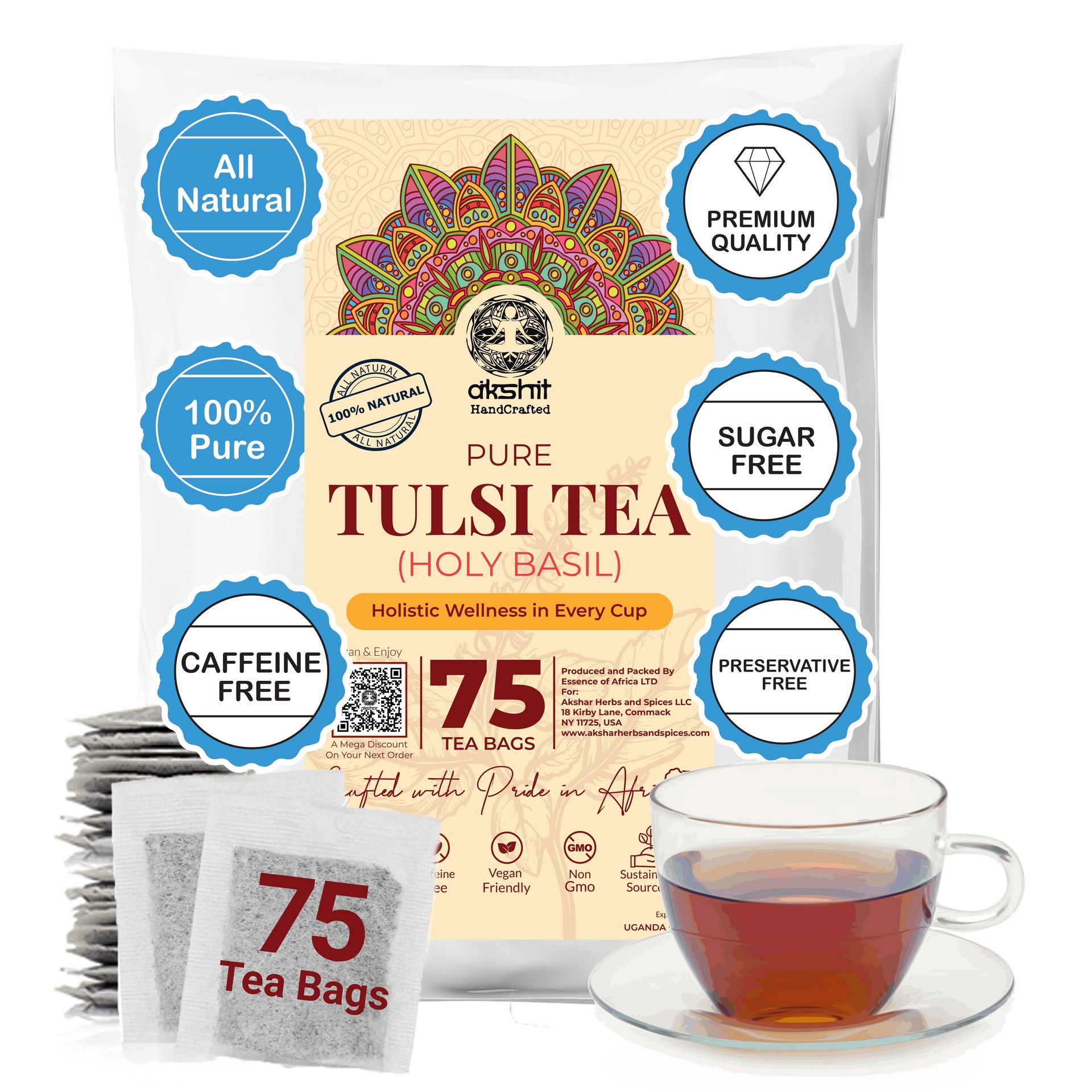 Thulsi Tea Get 75 Tulsi Holy Basil Tea Bags,Tulsi Herbal Tea Bags 75 count ...