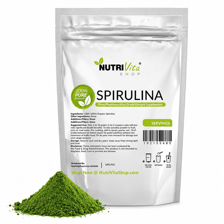 FDC Nutrition Pure Spirulina Powder 2.2 LB 1 pack