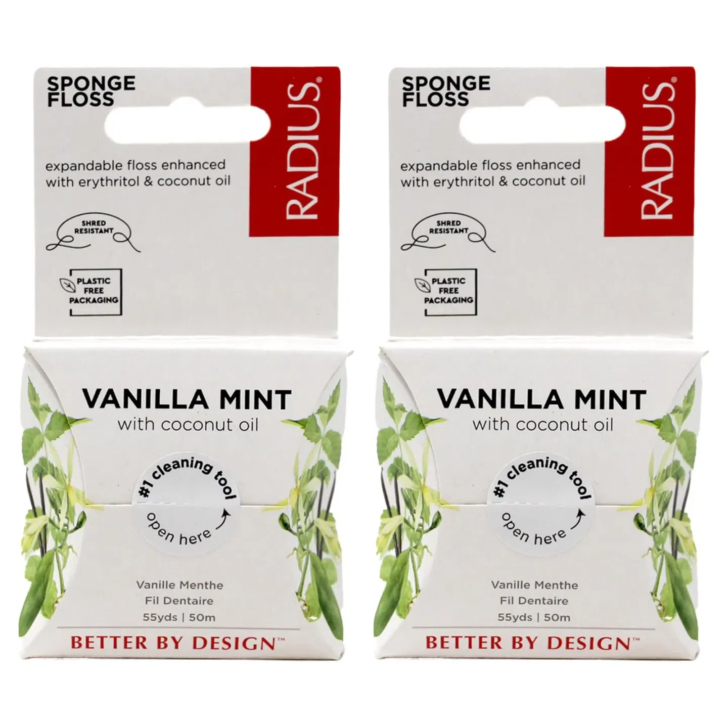 Radius Vanilla Mint Dental Floss Pack of 2 Plastic 1 pack