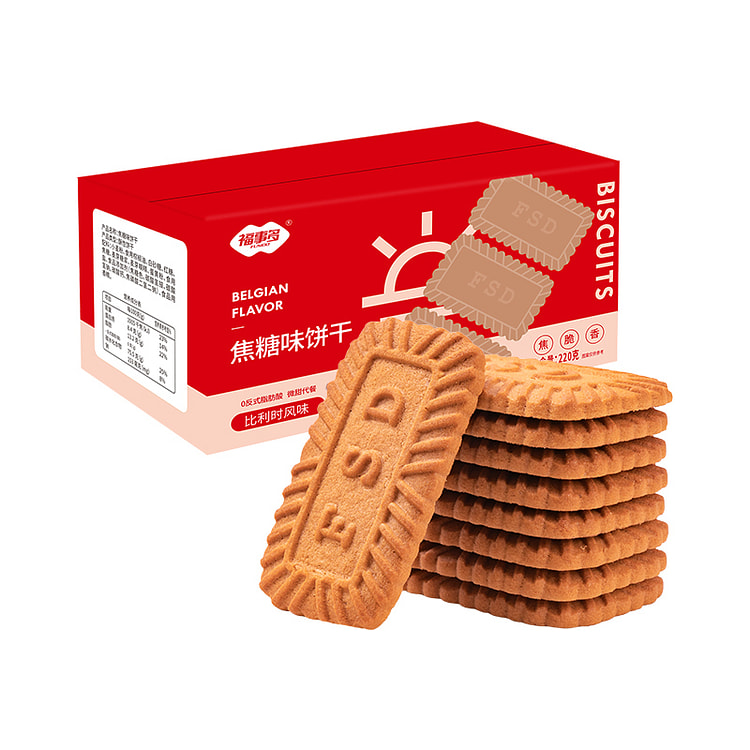 福事多焦糖饼干咖啡伴侣烘焙小吃220g*1箱
