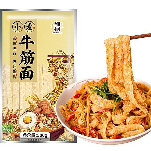 凉皮牛筋面手工辣条用凉拌面皮面筋干货500g*1袋 500 克