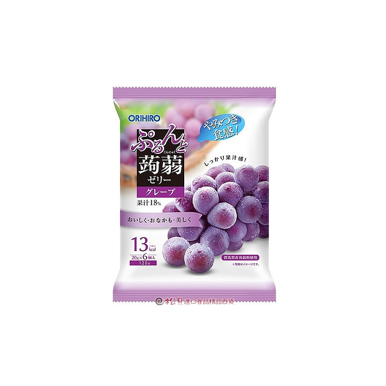 オリヒロ蒟蒻果冻吸吸袋葡萄味6入装零食小吃果汁点心 1 包 (min 6)