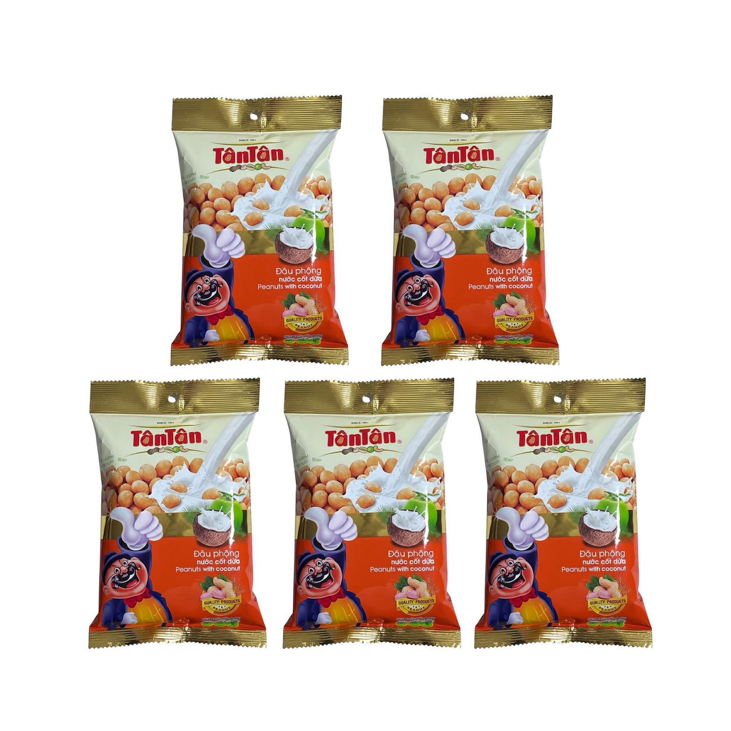 Tan Tan Peanuts with Coconut Dau Phong Cot Dua 1 pack*5 counts