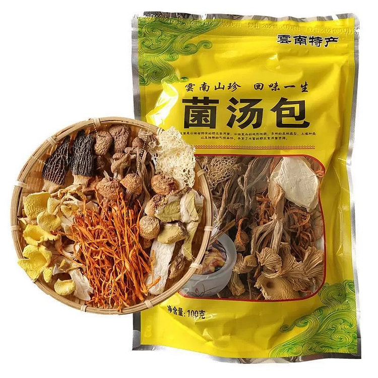 年货好礼-云南特产七彩菌汤包干货山珍煲汤食材野生羊肚菌松茸菌菇汤料包