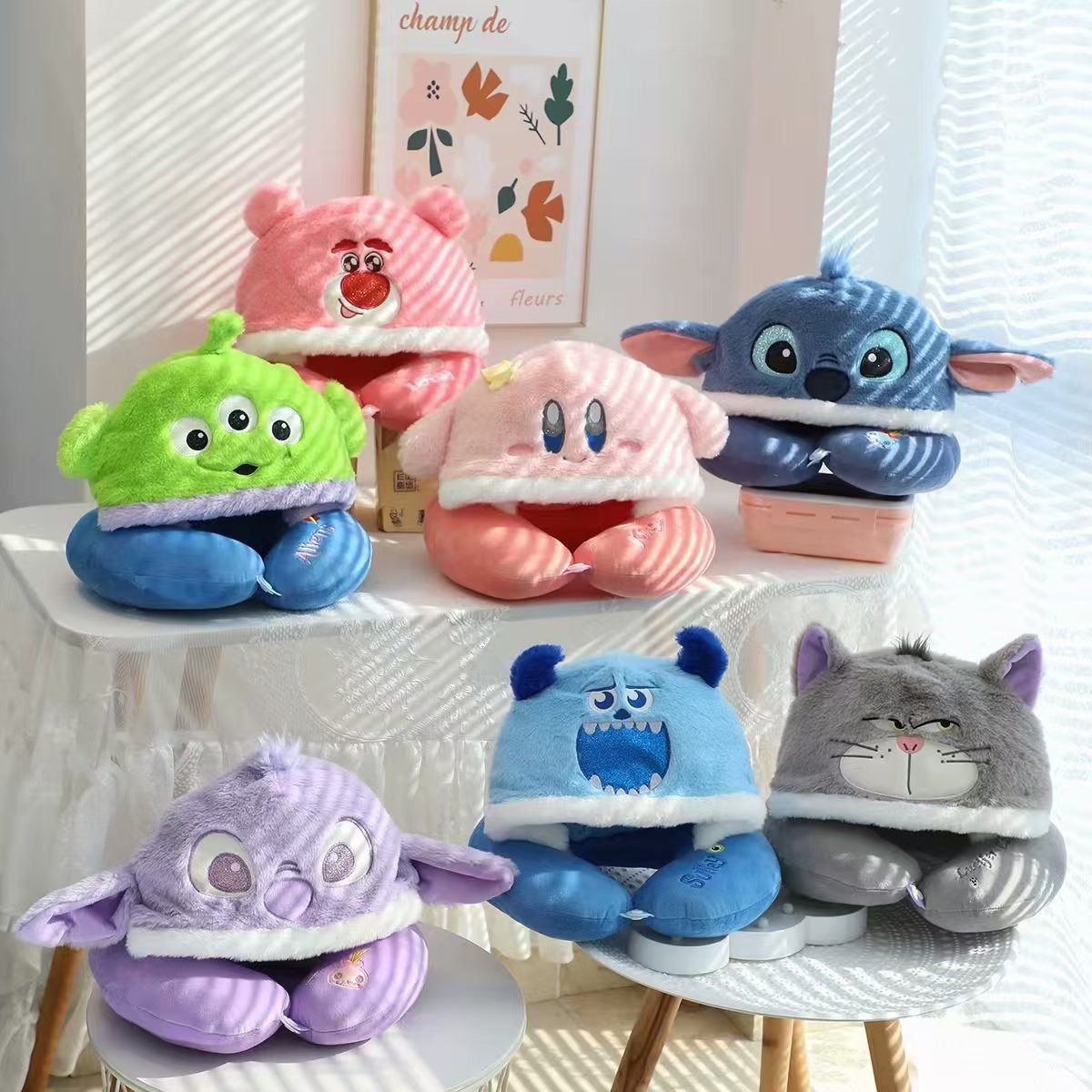 Get Neck Pillow Hooded Nap Pillow Cartoon U-Shaped Pillow-Kirby