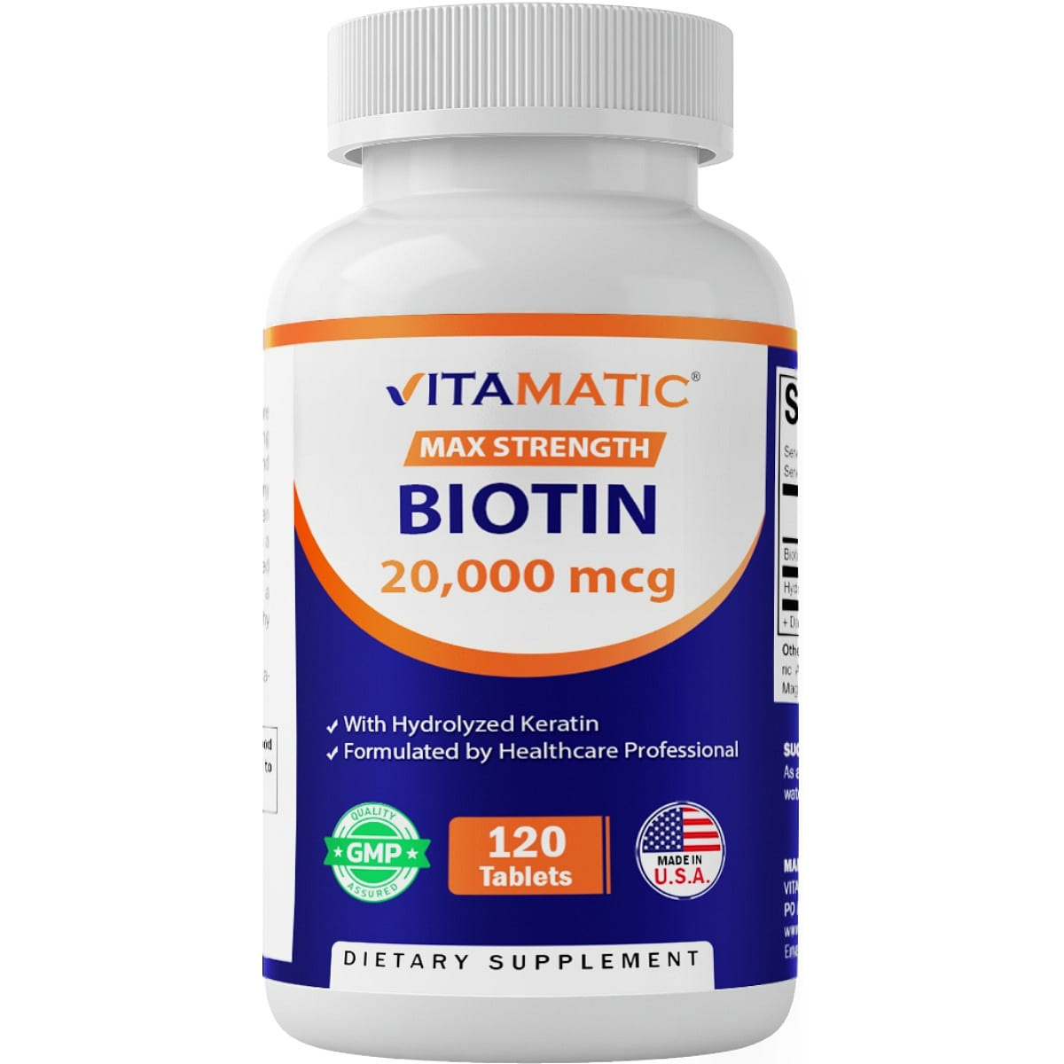 Biotin 20,000mcg with Keratin – 120 Tablets 1 each