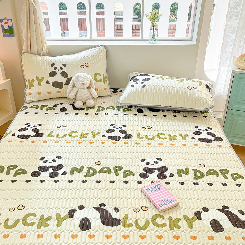 Cool Latex Mat 3pcs Set ( Including 2 Pillowcases) Queen Size 200x220cm Panda 1 each