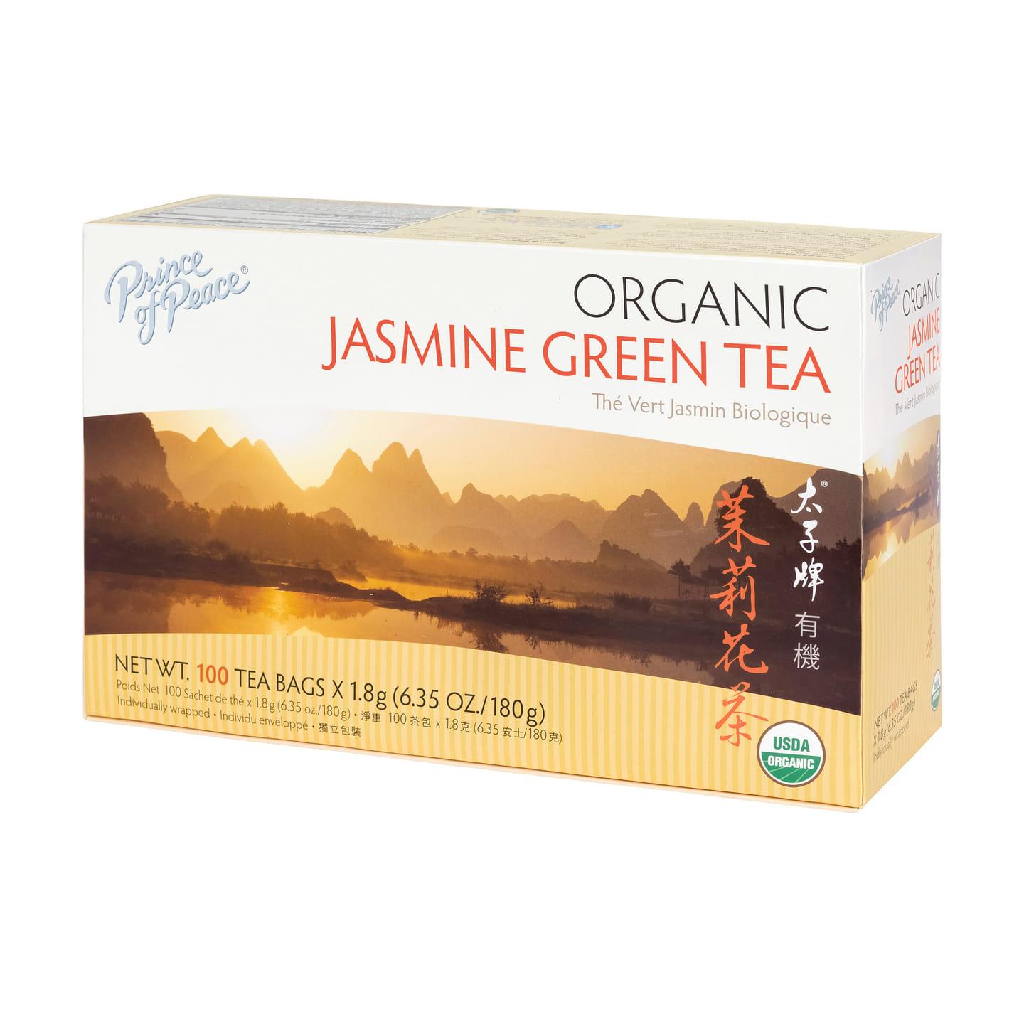 Prince of Peace Organic Jasmine Green Tea, 100 tea bags 1 케이스