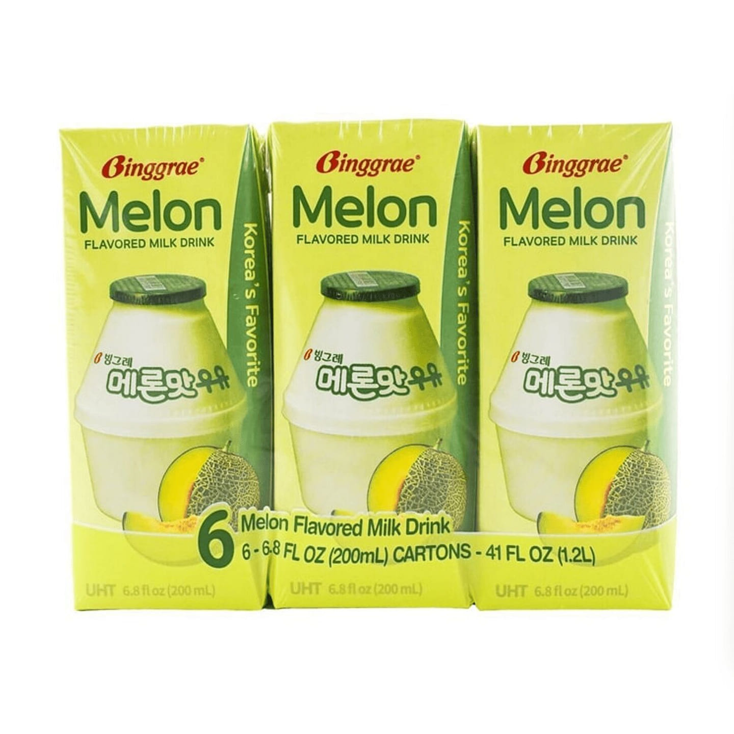BINGGRAE Melon Flavored Milk Drink 220ml* 6 bottle