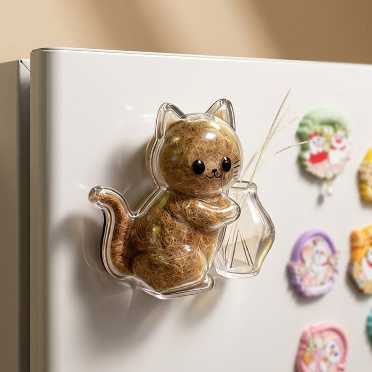 Cute cat fur transparent refrigerator magnet 2 count