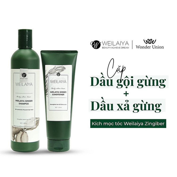 Dầu gội xả gừng Weilaiya giảm rụng tóc, kích mọc tóc và phục hồi hư tổn cho