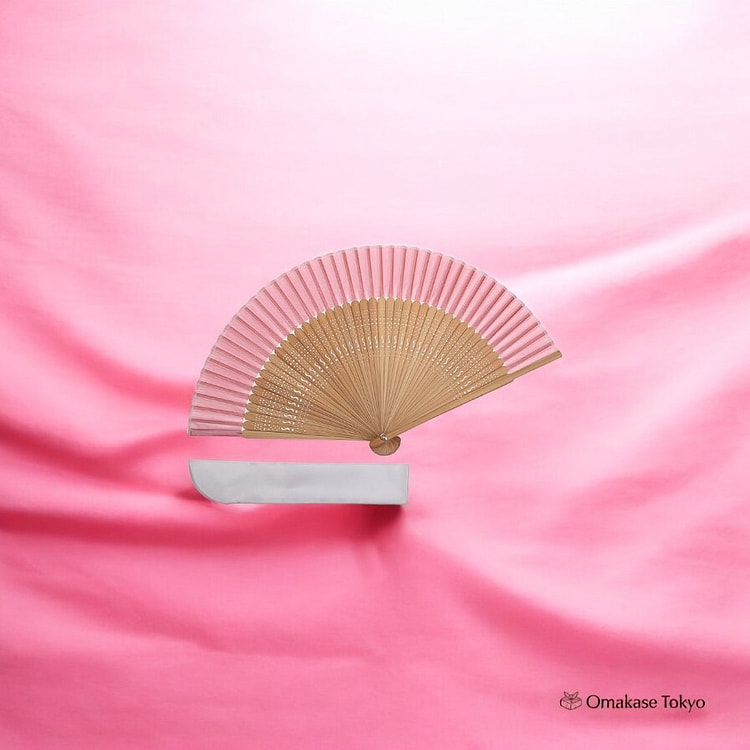 TOuWA 折叠扇-粉色和棕色骨 110 克