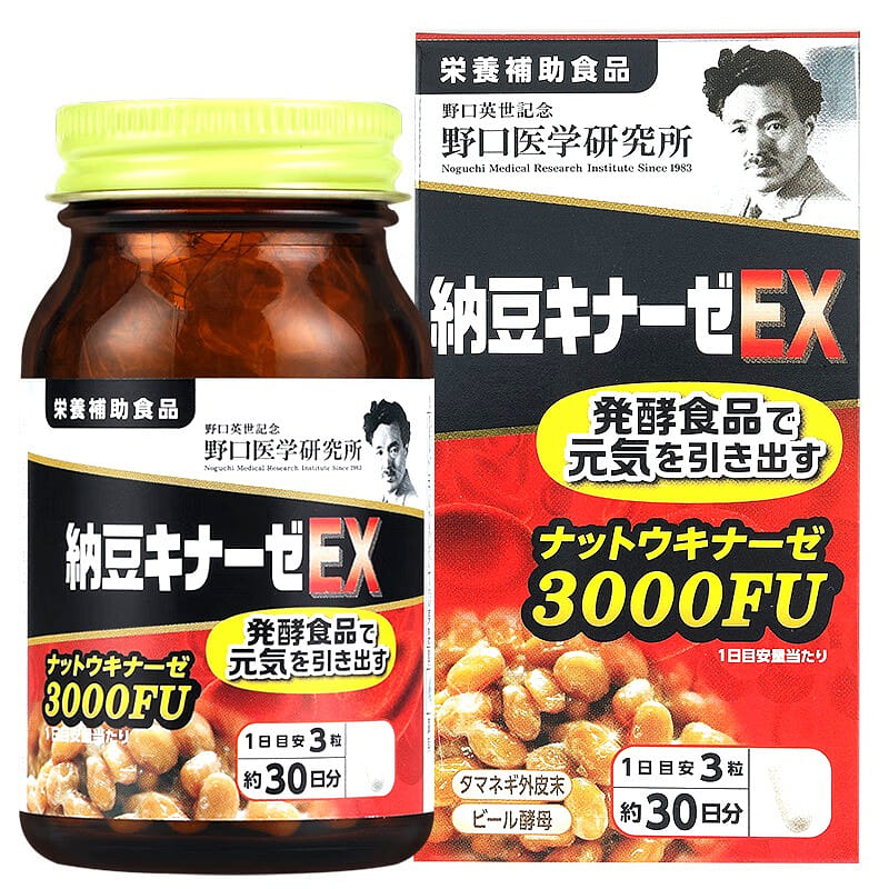 Nattokinase 3000FU 90 capsules from Noguchi Medical Research Institute. 1 box