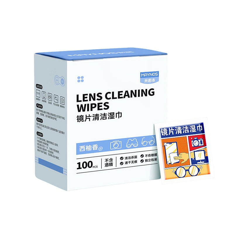 Maynos Lens Cleaning Wipes 100Pcs Streak Free 1 box