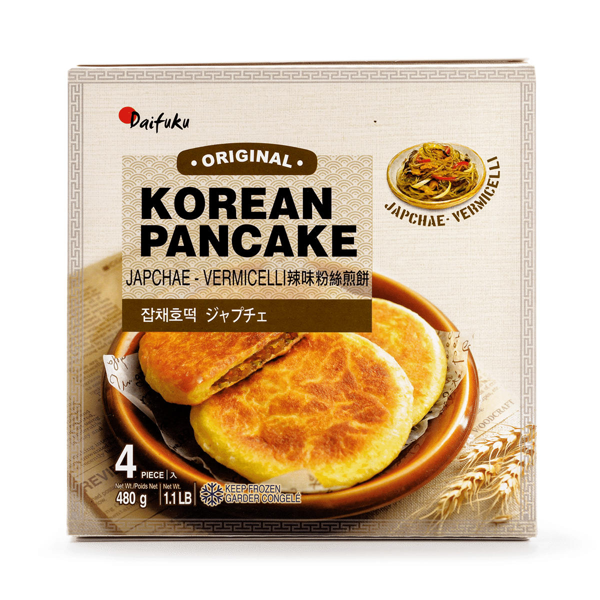Daifuku Original Korean Pancake with Japchae Vermicelli Filling 4pk, Frozen 1.1 lb
