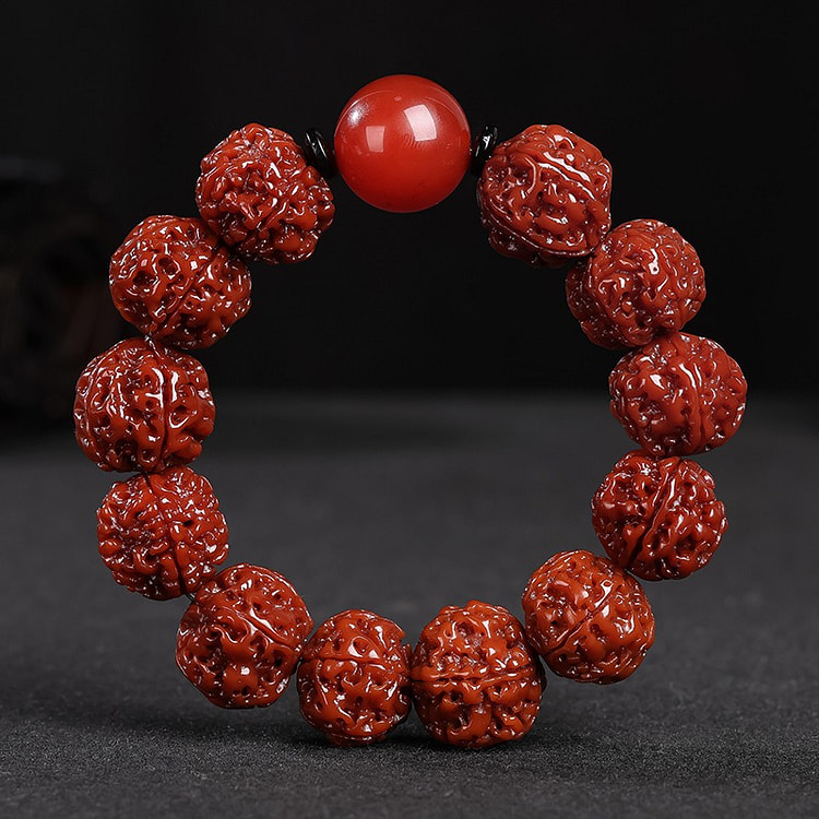 尼泊尔大金刚菩提手串红皮18mm 机刷金刚朝月词