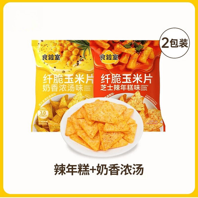 Spicy Rice Cake + Cream Soup Corn Chips,1Pack 2 pack