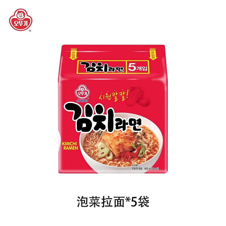 不倒翁韩国进口泡菜拉面120g*5袋速食方便面 600 克