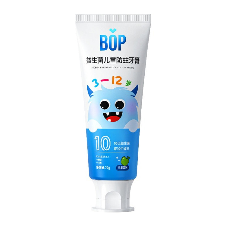 BOP波普 专研益生菌儿童防蛀牙膏苹果口味 70g