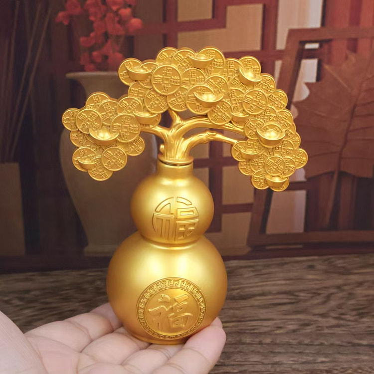 铜葫芦摆件可旋转发财树福禄465g