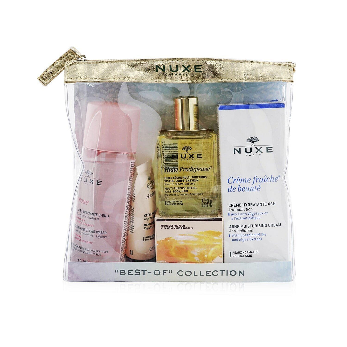 Nuxe Best-Of Collection: Very Rose Micellar Water+Reve De Miel Hand & Nail Cream+Huile Prodigieuse Multi-Purpose Dry Oil+Reve… 5pcs 5 each